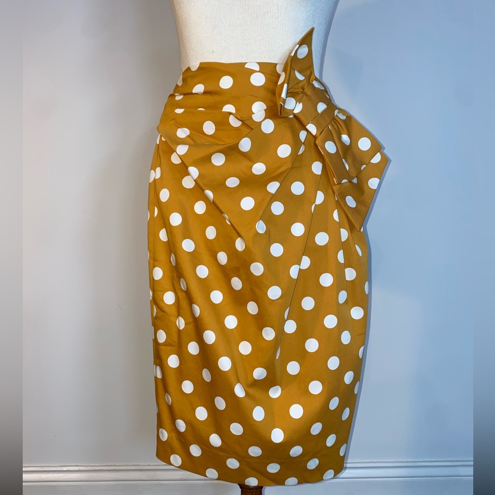 Polka Dot Pencil Skirt With Bow Petite Size 4
